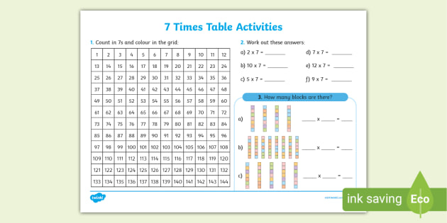 7 Times Table Worksheet | Primary Resources (teacher made)