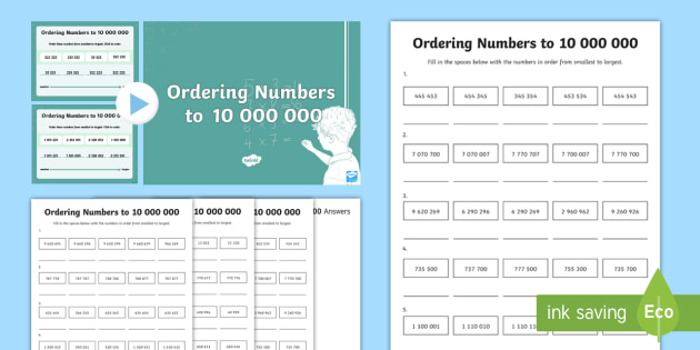 Ordering Numbers To 10 000 000 Lesson 4 Teaching Pack