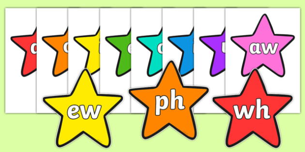 Phase 5 Phonemes on Multicolour Stars - phase 5, phonemes