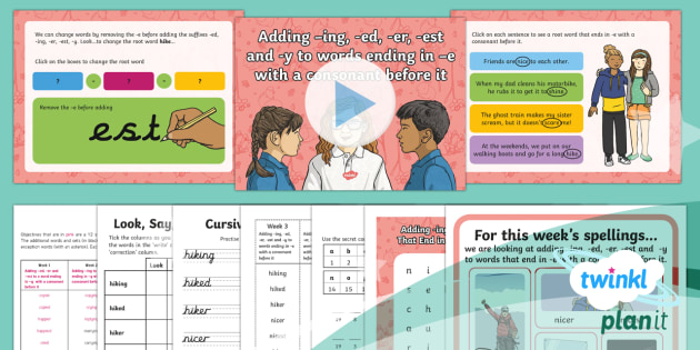 PlanIt Y2 Term 2A W3: Adding -ing, -ed, -er, -est, -y to Words Ending in e