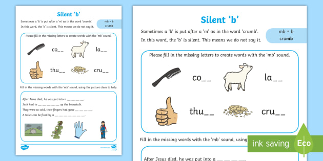 Silent B Worksheet Worksheet