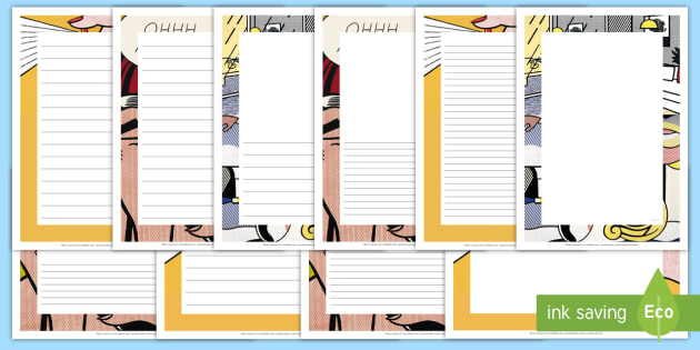 Roy Lichtenstein Page Border Pack Teacher Made