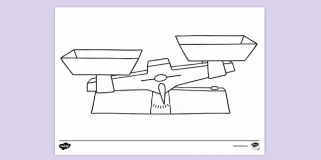 FREE! - Weighing Scales Left Side Lower Colouring Sheet - Twinkl