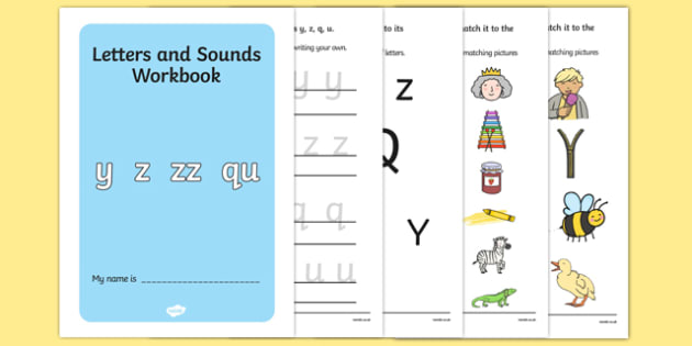 y z zz qu letters and sounds workbook teacher made