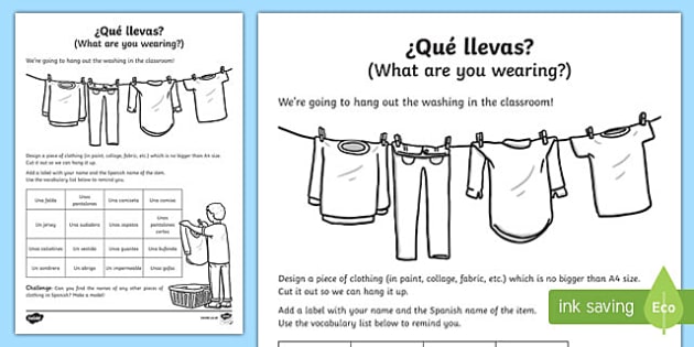 Adjectives for Clothes Sorting Worksheet / Worksheet Spanish