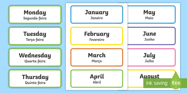 Days of the Week in Portuguese - Dias da semana em português 