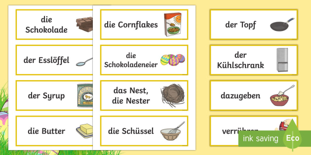 Easter Baking Word Cards German (teacher made)