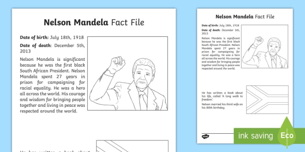 Nelson Mandela Fact File (teacher made)