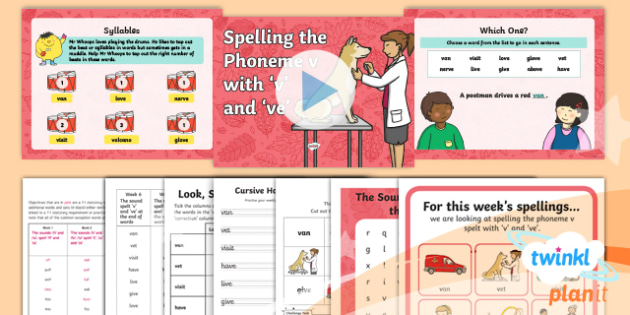Planit Y1 Term 1a W6 V And Ve Spelling Pack
