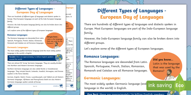 FREE! - Different Types of Languages Fact File – Twinkl Resources