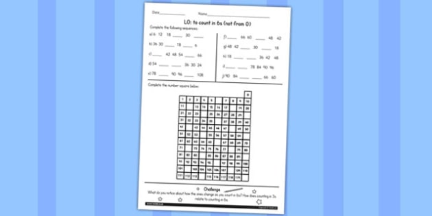 Counting in 6 Worksheet
