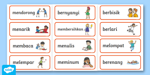 Flash Card Kata Kerja Bahasa Indonesia Sekolah Dasar