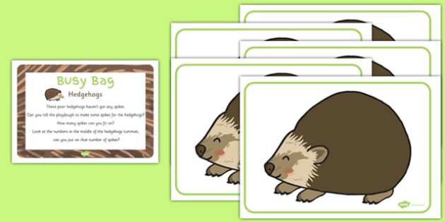 Hedgehog Busy Bag Prompt Card And Activity Pack 