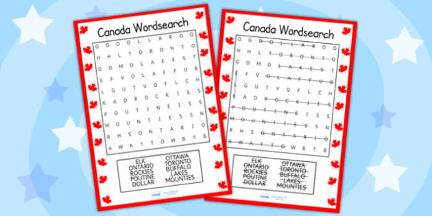 canada word search primary resource teacher made