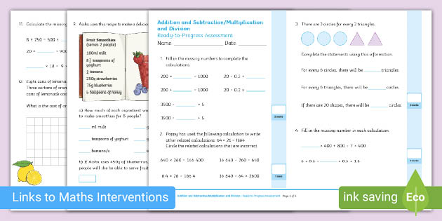 👉 Assess Y6 Ready-to-Progress: Add Subtract Multiply Divide