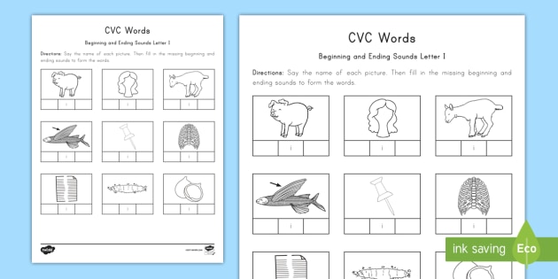Cvc Words Beginning And Ending Sounds Letter I Worksheet