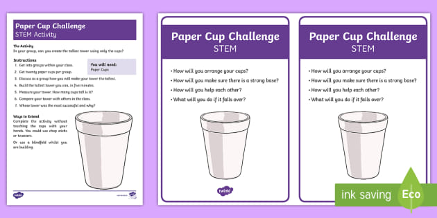 Paper Cup Stem Activity And Prompt Card Pack Teacher Made