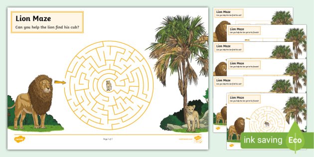 FREE! - Lion Maze Activity Worksheets (Teacher-Made)