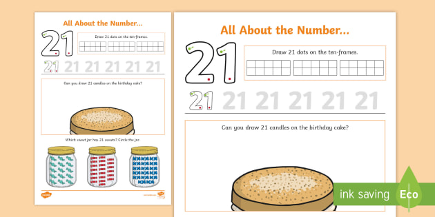 All About the Number 21 Worksheet