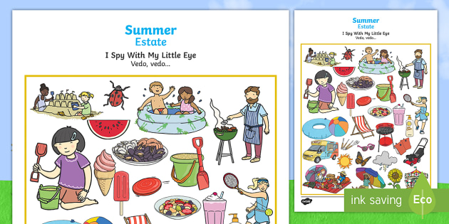 Summer-Themed I Spy With My Little Eye Activity English/Italian