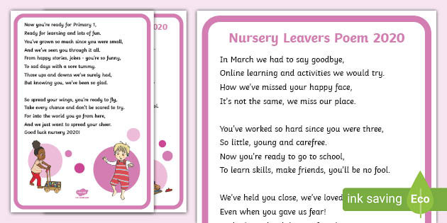 Nursery Leavers Poem 2020 (teacher made)