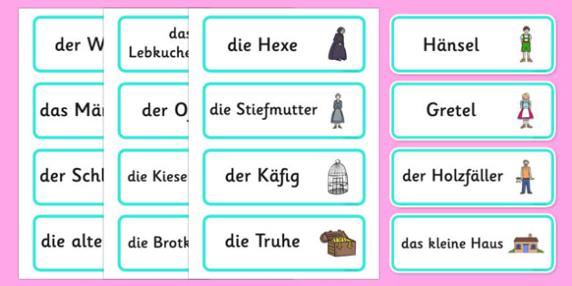Hänsel und Gretel Wort- und Bild Karten Deutsch