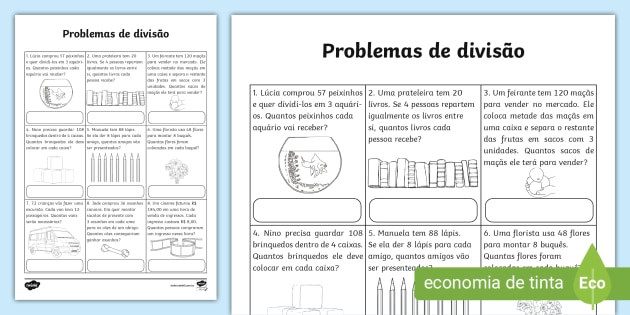 Situações Problemas de Divisão - SÓ ESCOLA