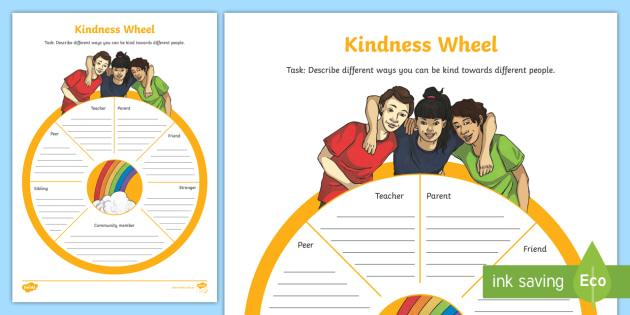 World Kindness Day Worksheet Wheel (teacher made) - Twinkl