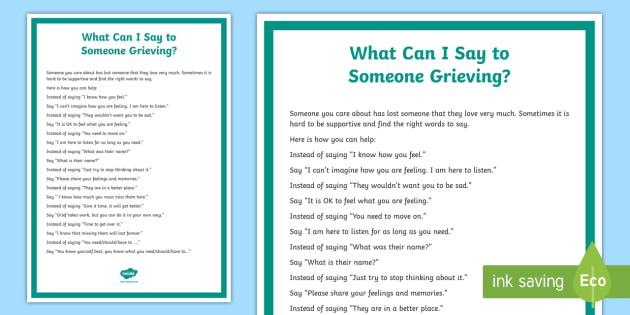 What to say to a friend who lost a parent What Can I Say To Someone Grieving Display Poster
