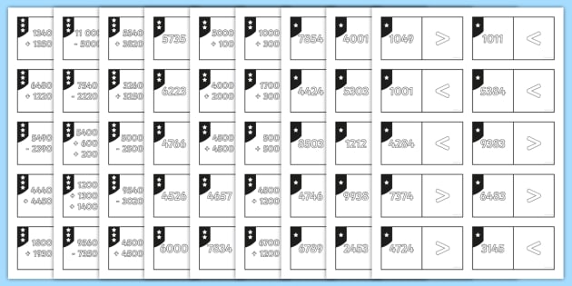 Order and Compare Numbers Beyond 1000 Differentiated Dominoes