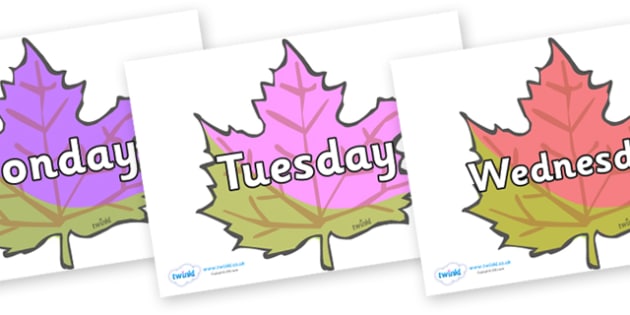 FREE! - Days of the Week on Autumn Leaves (teacher made)