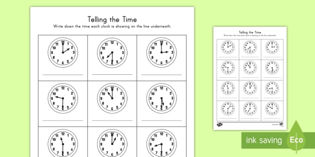 O'clock and Half Past Times Worksheet / Worksheet