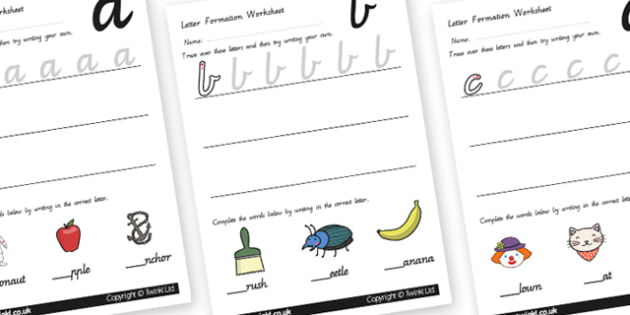 Letter Formation Worksheets (teacher made)