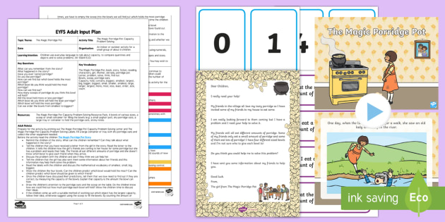 Eyfs The Magic Porridge Pot Capacity Problem Solving Adult Input Plan And