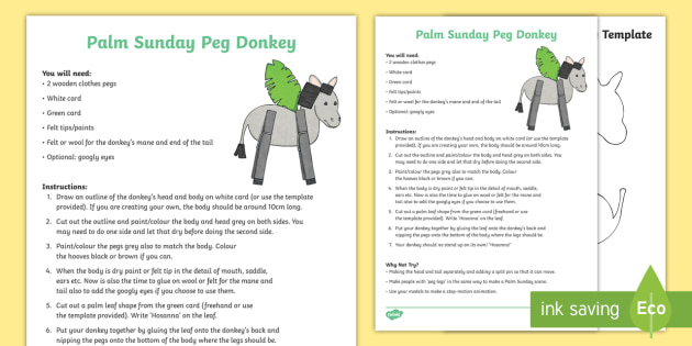 Palm Sunday Craft Twinkl Peg Donkey Craft (Teacher Made)