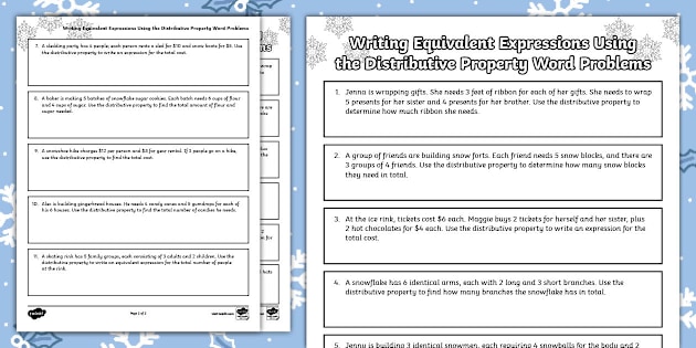 Distributive Property Equivalent Expressions Worksheet 16 Best Images
