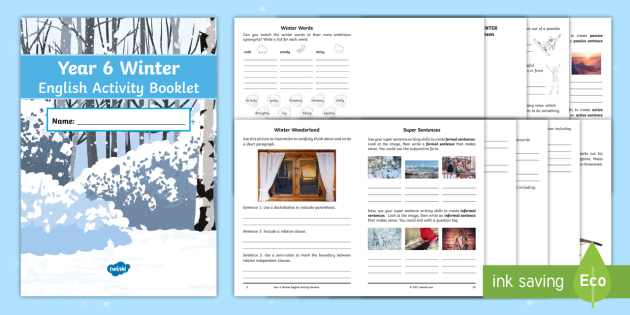 grade 6 english worksheets winter activity booklet