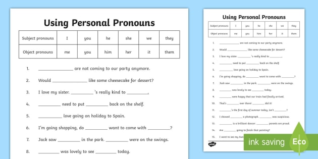 Russian Personal Pronouns Chart