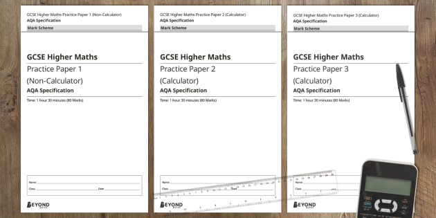 Gcse Maths Specimen Practice Papers 1 2 And 3 Higher Set A Aqa