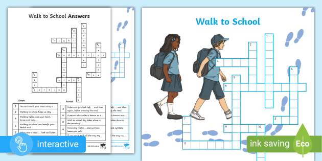 Walk to School Day Interactive Crossword (teacher made)