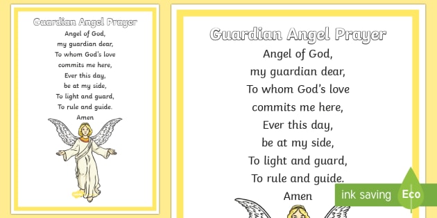 Guardian Angel Prayer Printable A4 Display Poster Cfe