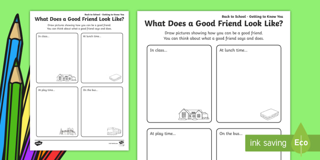 Back to School What Does a Good Friend Look Like? Worksheet