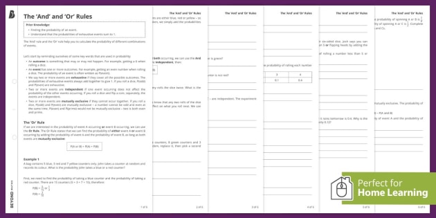 👉 The And/Or Rules Worksheet | Probability | Beyond Maths