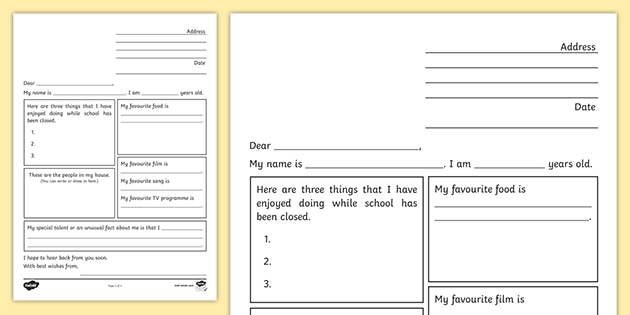 Pen Pal Letter Template School Closure Activities