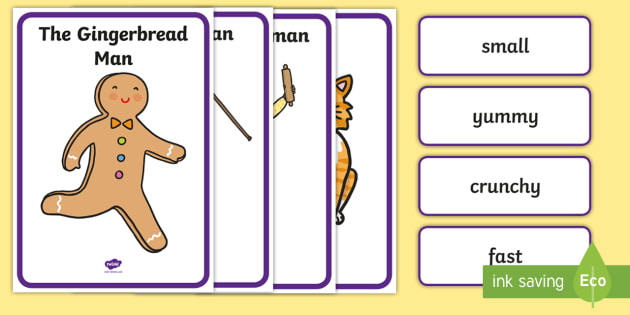 The Gingerbread Man Character Describing Words Matching Activity