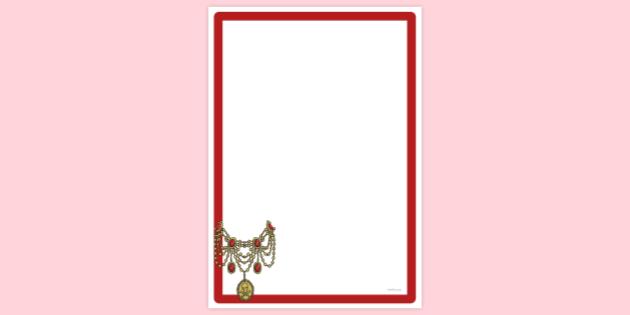 Simple Blank Gold Necklace Jewels Page Border | Page Borders