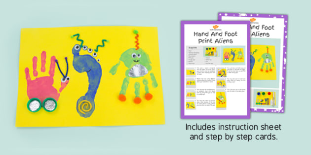Hand And Foot Print Aliens Craft Instructions Teacher Made