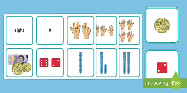 0-20 Visual Number Matching With Money Flashcards