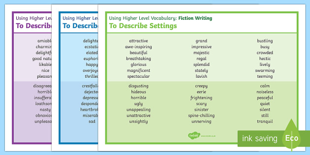 Fiction Description Writing Word Mats Vocabulary Parents