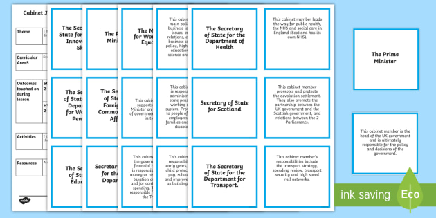 Cabinet Roles Matching Cards Cfe Social Studies Resources